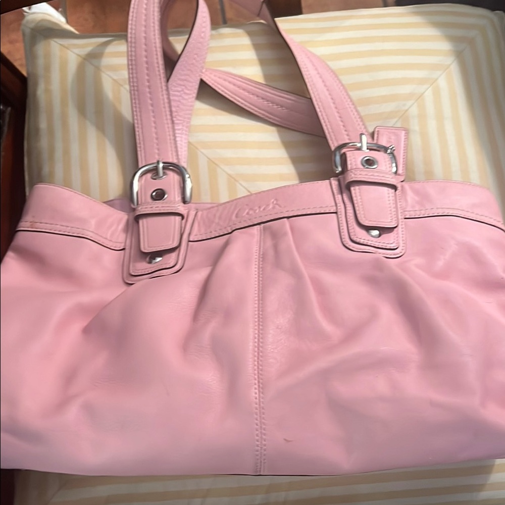 Coach Pink Leather Tote Bag